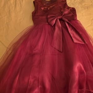 Elegant Burgundy Kids Dress with Bow